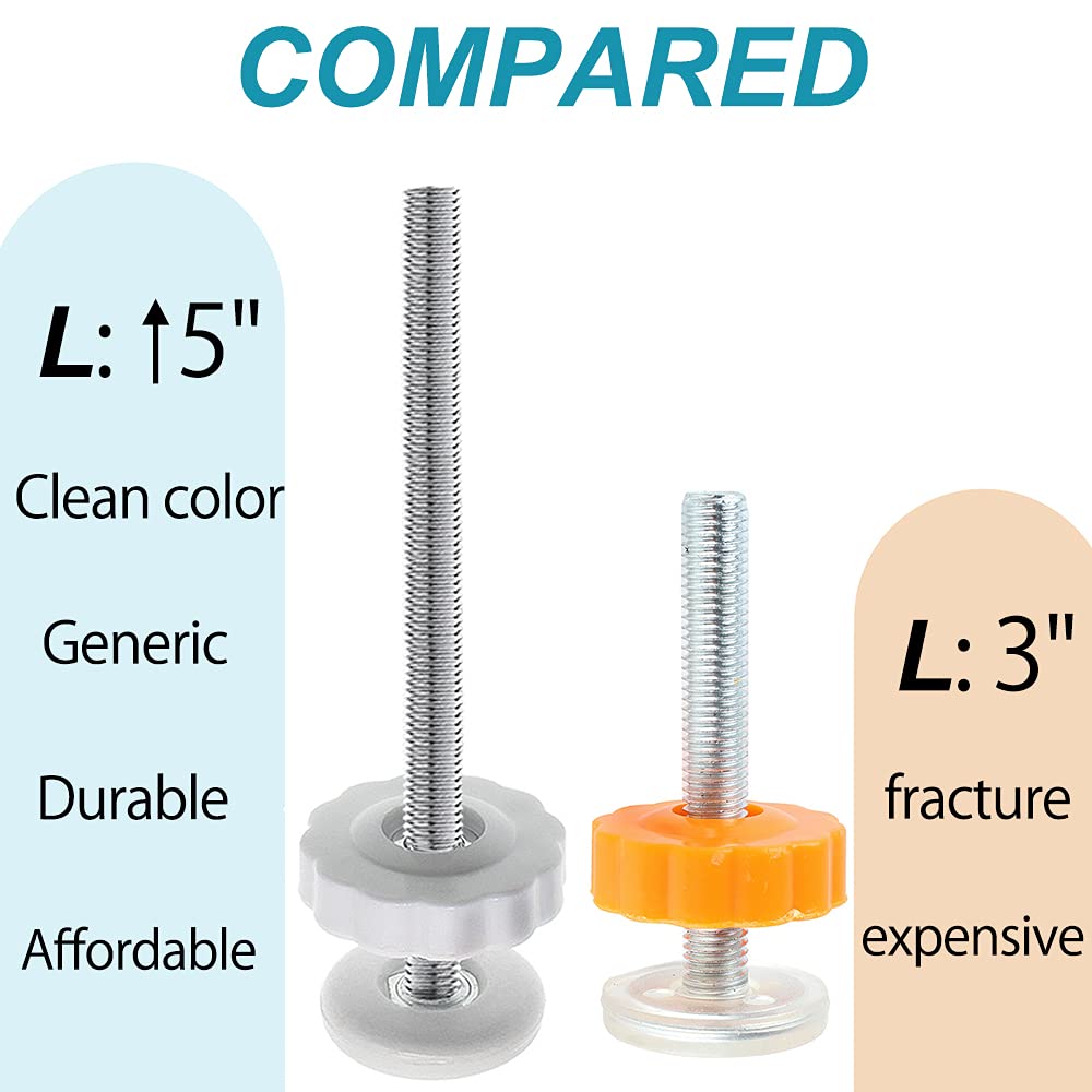 4Pcs Universal Baby Gate Threaded Spindle Rod, M8 (8mm) Replacement Bolt Part for Baby & Pet Pressure Mounted Safety Gates, Extra Long Baby Tension Gate Extender (White)